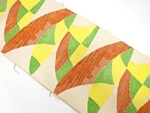 幾何学模様織り出し　名古屋帯